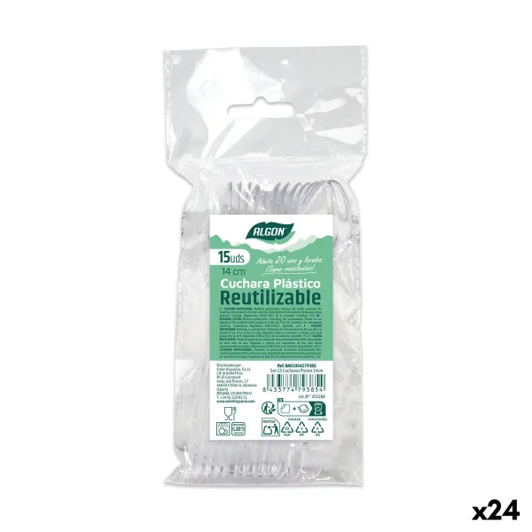 Atkārtoti lietojamu karošu komplekts Algon Caurspīdīgs 14 cm 15 Daudzums (24 gb.)