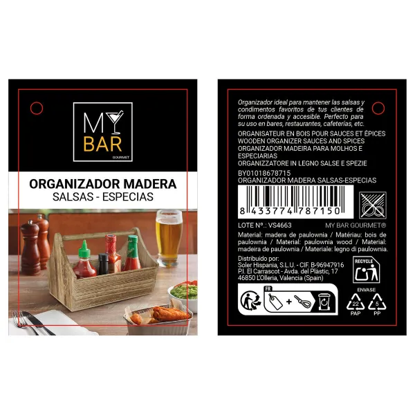 Универсальная корзина My Bar Деревянный 25 x 18 x 18 cm (6 штук)