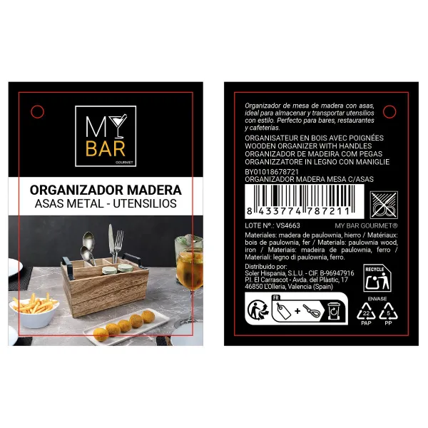 Daudzfunkcionāls Organizators My Bar Koks 12,5 cm 23 x 16,8 x 10 cm (8 gb.)