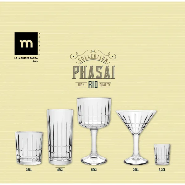 Стакан La Mediterránea Phasai rio Прозрачный Cтекло 460 ml (24 штук)