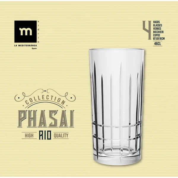 Стакан La Mediterránea Phasai rio Прозрачный Cтекло 460 ml (24 штук)