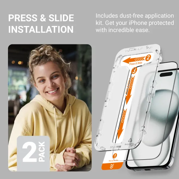 Crong EasyShield 2-Pack - Tempered Glass iPhone 16 / iPhone 15 (2 pieces)