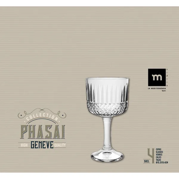 Wineglass La Mediterránea Phasai geneve Transparent Glass 500 ml (24 Units)
