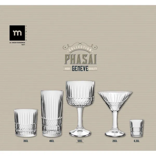 Wineglass La Mediterránea Phasai geneve Transparent Glass 500 ml (24 Units)