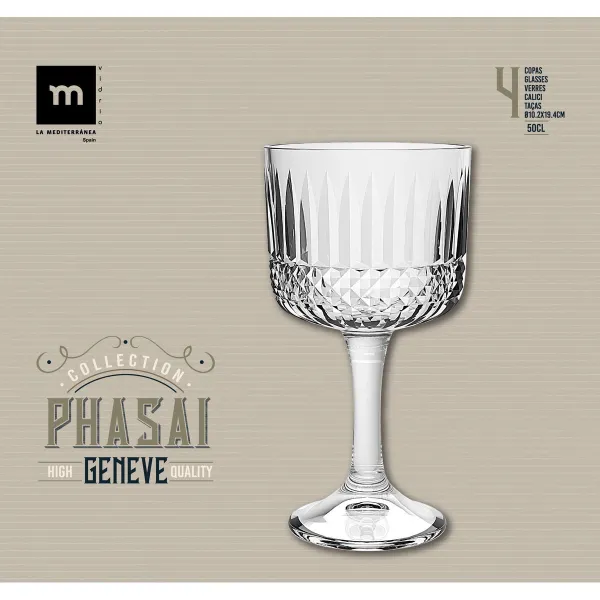 Wineglass La Mediterránea Phasai geneve Transparent Glass 500 ml (24 Units)