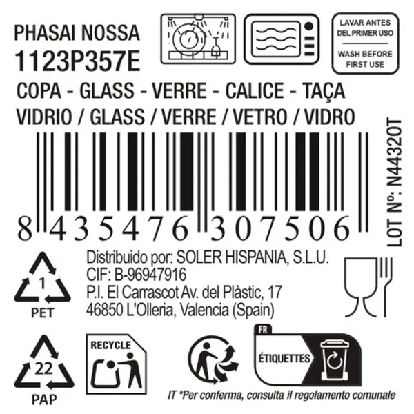 Стакан La Mediterránea Phasai nossa Прозрачный Cтекло 500 ml (24 штук)