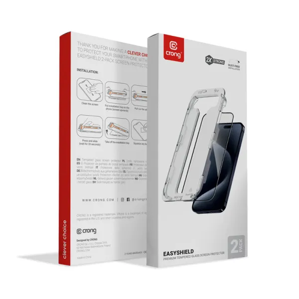 Crong EasyShield 2-Pack - Tempered Glass iPhone 16 / iPhone 15 (2 pieces)