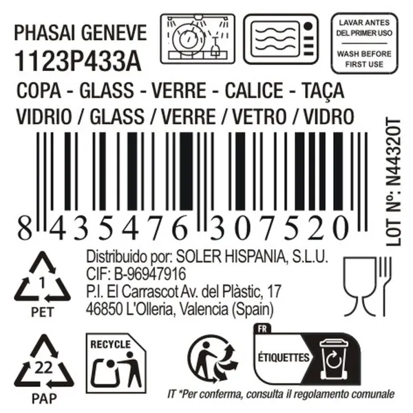 Cocktaillasi La Mediterránea Phasai geneve Läpinäkyvä Lasi 200 ml (24 osaa)