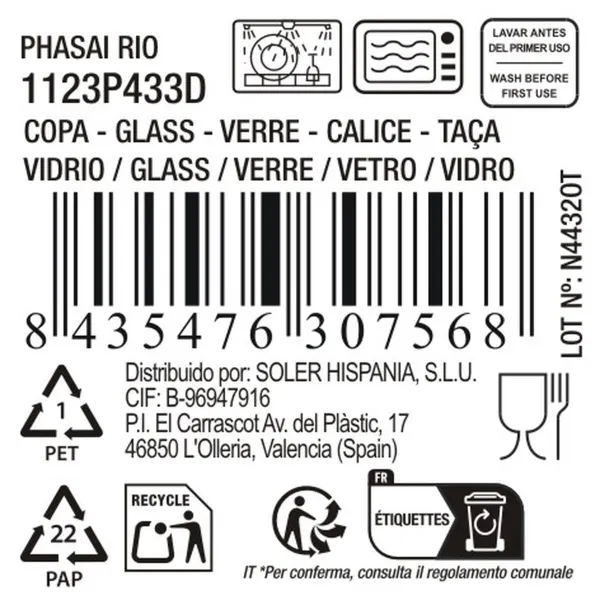 Cocktaillasi La Mediterránea Phasai rio Läpinäkyvä Lasi 200 ml (24 osaa)