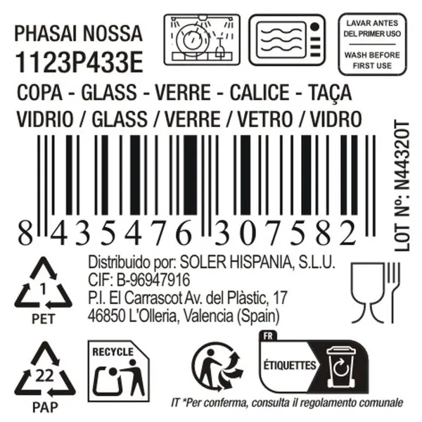 Бокал для коктейля La Mediterránea Phasai nossa Прозрачный Cтекло 200 ml (24 штук)