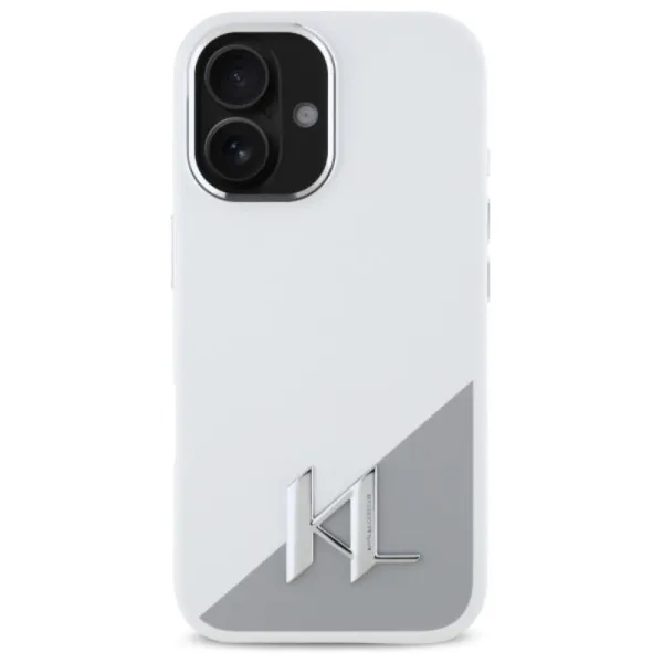 Karl Lagerfeld Silicone Shadow Metal Initial MagSafe - Case for iPhone 16 (white)