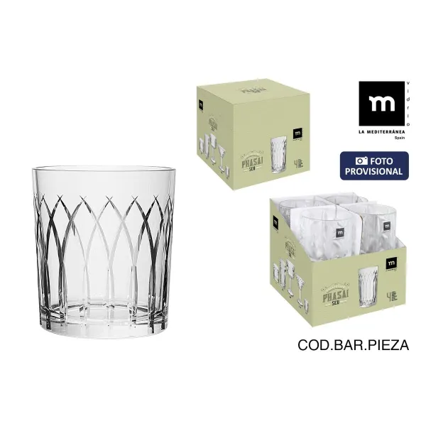 Glass La Mediterránea Phasai seu Transparent Glass 350 ml (24 Units)