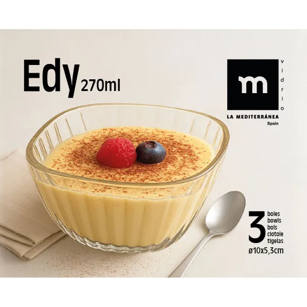 Dubenėlių rinkinys La Mediterránea Edy Skaidrus stiklas 270 ml 3 Dalys (12 vnt.)