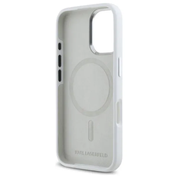 Karl Lagerfeld Silicone Shadow Metal Initial MagSafe - Case for iPhone 16 (white)