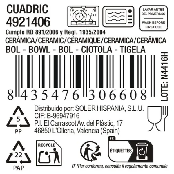 Dubuo La Mediterránea Cuadric Keramikinis 340 ml (24 vnt.)