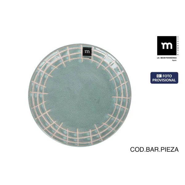 Flat Plate La Mediterránea Cuadric Ceramic Ø 21 cm (12 Units)