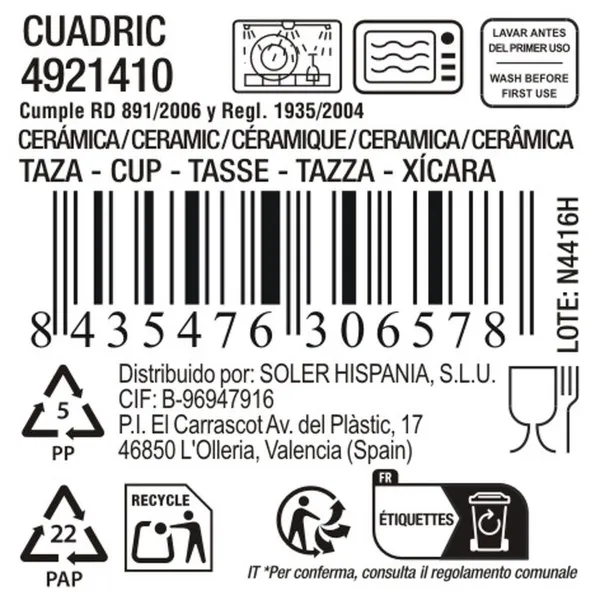 Puodelis La Mediterránea Cuadric 100 ml Keraminen (24 osaa)