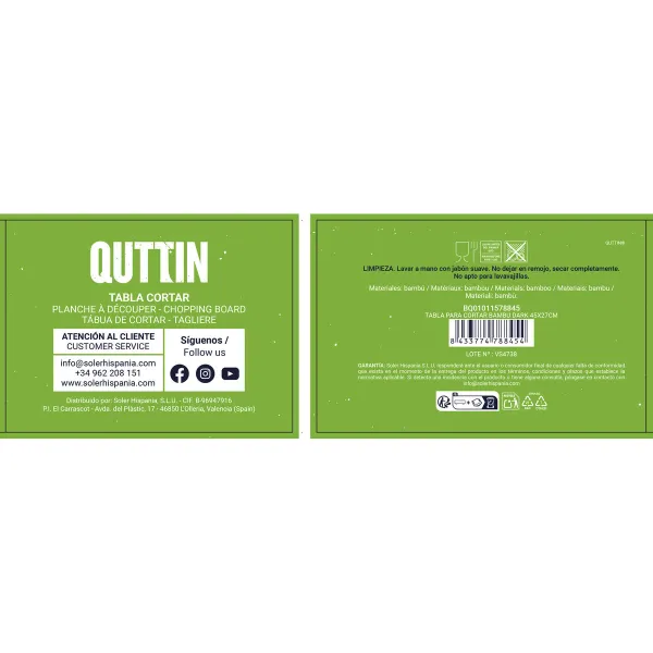 Griešanas dēlis Quttin Tumši brūns 45 x 27 x 1,7 cm (12 gb.)