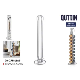 Kafijas Kapsulu Organizators Quttin Sudrabains Dzelzs 10 x 9 x 37,5 cm (12 gb.)