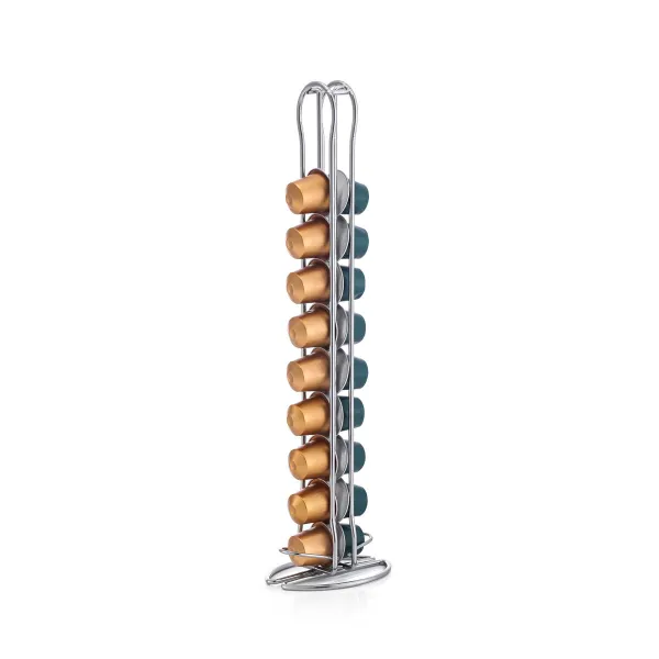 Kafijas Kapsulu Organizators Quttin Sudrabains Dzelzs 10 x 9 x 37,5 cm (12 gb.)