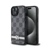 DKNY Leather Checkered Mono Pattern & Printed Stripes - Case for iPhone 15 / 14 / 13 (black)