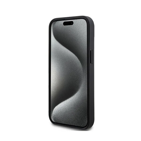DKNY Leather Checkered Mono Pattern & Printed Stripes - Case for iPhone 15 / 14 / 13 (black)