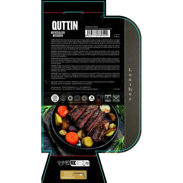 Grill pan Quttin LEATHER Brown Black Cast aluminium 28 x 28 cm (6 Units)