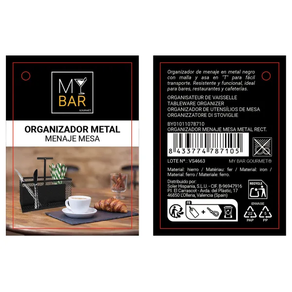 Multi-Purpose Organiser My Bar Black Metal 20,5 x 10,3 x 21,5 cm (8 Units)