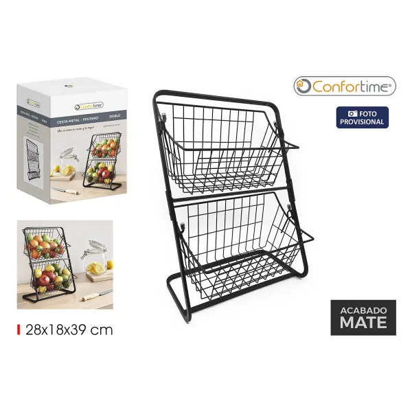 Vaisių dubuo Confortime Juoda Metalinis 28 x 18 x 39 cm (6 vnt.)