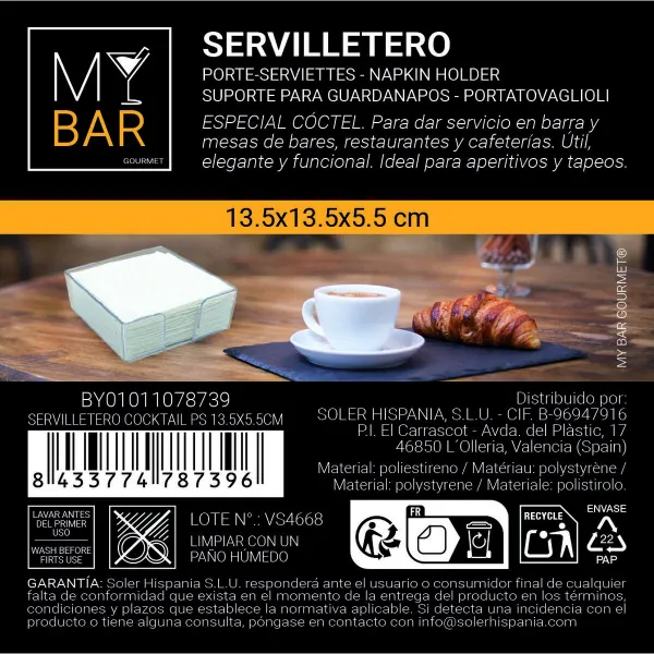 Paperiteline My Bar COCKTAIL Läpinäkyvä polystyreeni 13,5 x 13,5 x 5,5 cm (24 osaa)