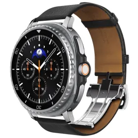 Spigen Enzo - Genuine Leather Strap for Samsung Galaxy Watch 8 / 8 Classic 40 / 44 / 46 mm (Black)