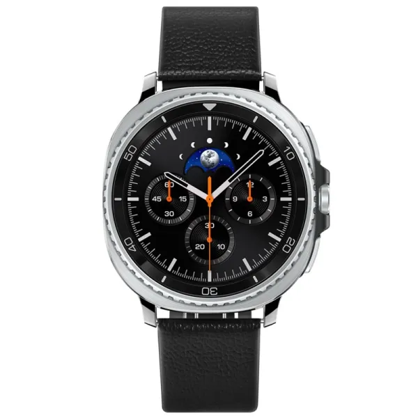 Spigen Enzo - Genuine Leather Strap for Samsung Galaxy Watch 8 / 8 Classic 40 / 44 / 46 mm (Black)