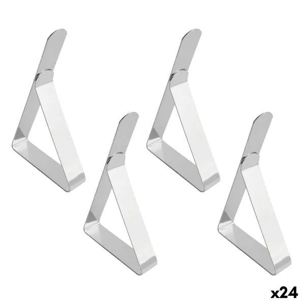 Pöytäliinaklipsit My Bar Hopeinen 7,4 x 4,5 x 1,2 cm 4 Kappaletta (24 osaa)