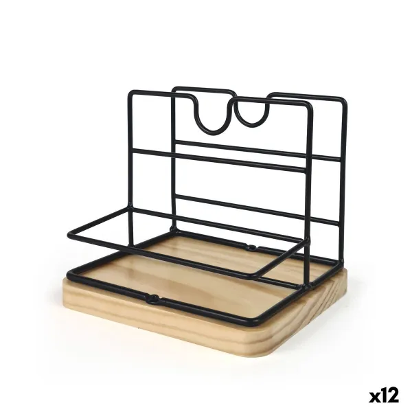 Universalus dėklas My Bar Ruda Juoda Medžio Metalinis 15 x 13 x 14 cm (12 vnt.)