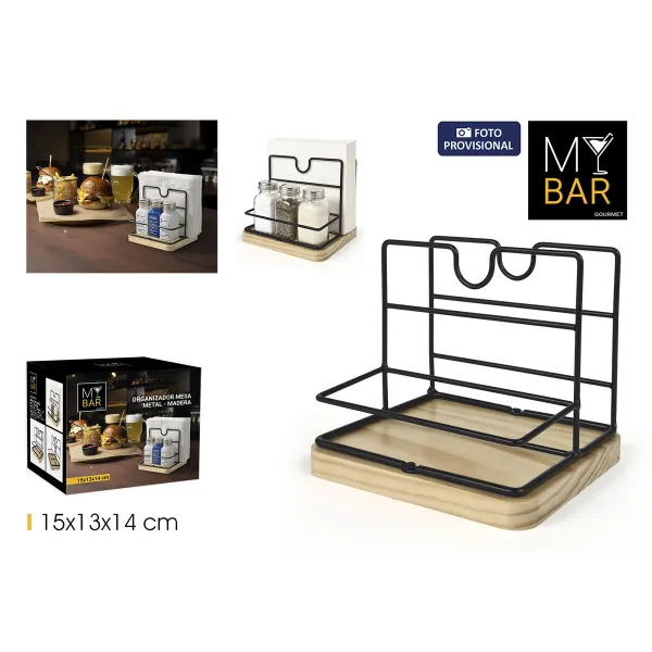 Universalus dėklas My Bar Ruda Juoda Medžio Metalinis 15 x 13 x 14 cm (12 vnt.)