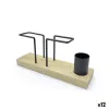 Lautasliinateline My Bar Ruskea Musta Puu Rauta 20 x 5,5 x 8 cm (12 osaa)