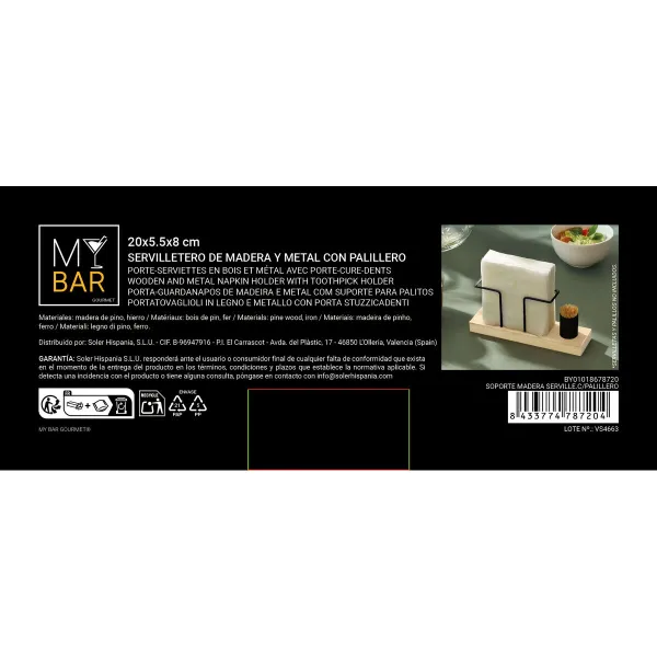 Salvešu turētājs My Bar Brūns Melns Koks Dzelzs 20 x 5,5 x 8 cm (12 gb.)