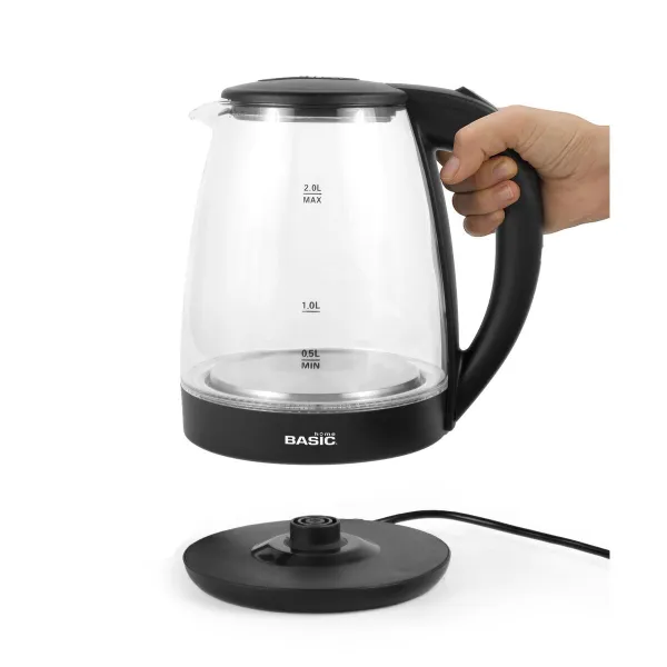 Kettle Basic Home Black Transparent Glass 1500 W 2 L (6 Units)
