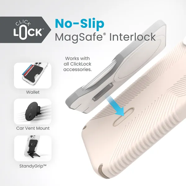 Speck Presidio2 Grip ClickLock & Magsafe - iPhone 15 Plus / iPhone 14 Plus Case (Bleached Bone / Heirloom Gold / Hazel Brown)