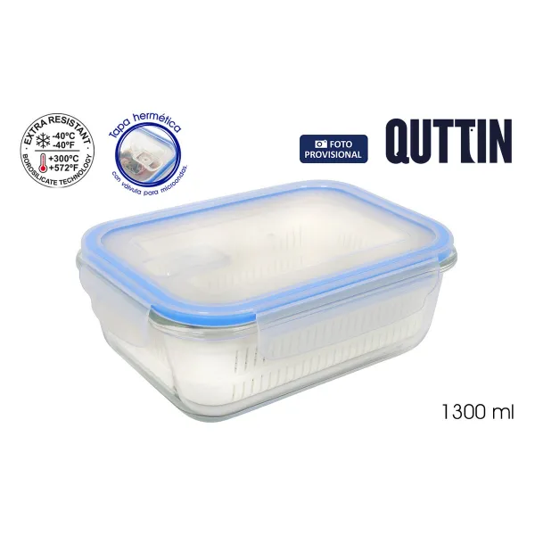 Pusdienu kastīte Quttin Zils Caurspīdīgs Taisnstūra 1,3 L (6 gb.)