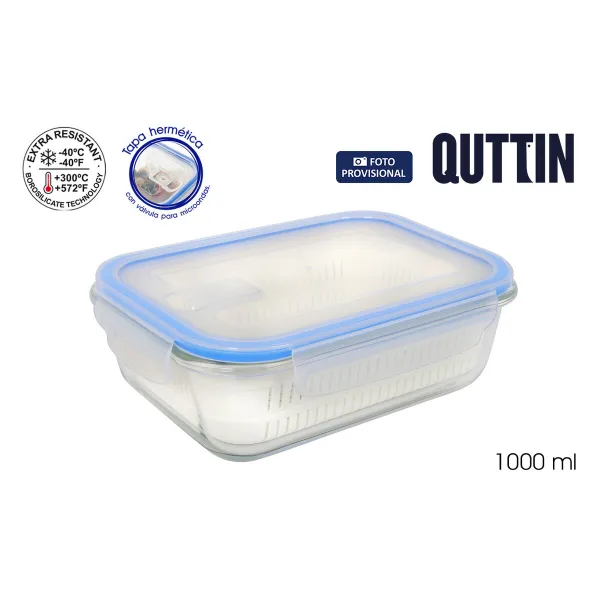 Pusdienu kastīte Quttin Zils Caurspīdīgs Taisnstūra 1L (6 gb.)