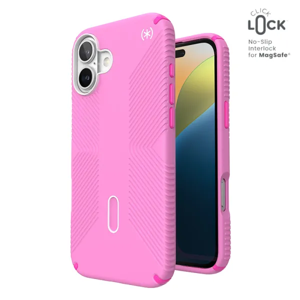 Speck Presidio2 Grip ClickLock & MagSafe - iPhone 16 Plus Case (True Pink / Shocking Pink / White)