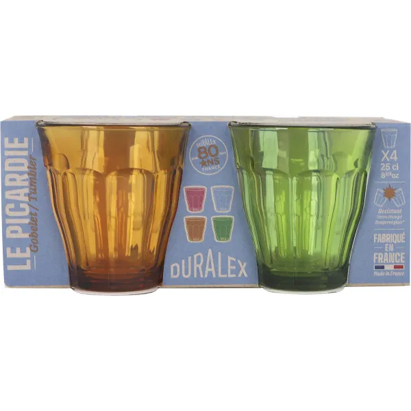 Lasisetti Duralex Picardie Monivärinen Lasi 250 ml 4 Kappaletta (12 osaa)