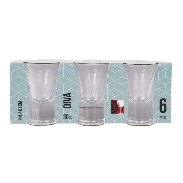 Šota Glāžu Komplekts La Mediterránea Diva Caurspīdīgs Stikls 30 ml 6 Daudzums (12 gb.)
