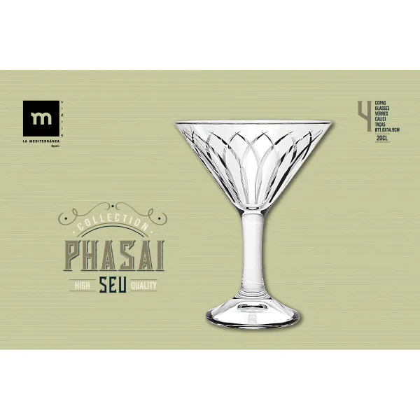 Cocktaillasi La Mediterránea Phasai seu Läpinäkyvä Lasi 200 ml (24 osaa)