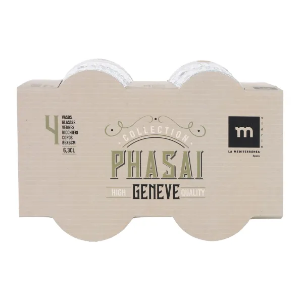 Šota Glāžu Komplekts La Mediterránea Phasai geneve Caurspīdīgs Stikls 63 ml 4 Daudzums (24 gb.)
