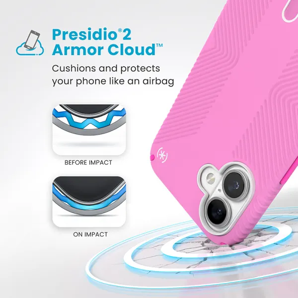 Speck Presidio2 Grip ClickLock & MagSafe - iPhone 16 Plus Case (True Pink / Shocking Pink / White)