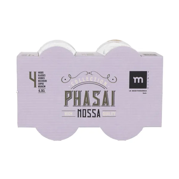 Set of Shot Glasses La Mediterránea Phasai nossa Transparent Glass 63 ml 4 Pieces (24 Units)