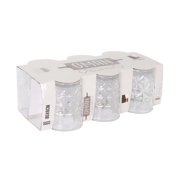 Set of Shot Glasses La Mediterránea Oman Transparent Glass 6 Pieces (18 Units)