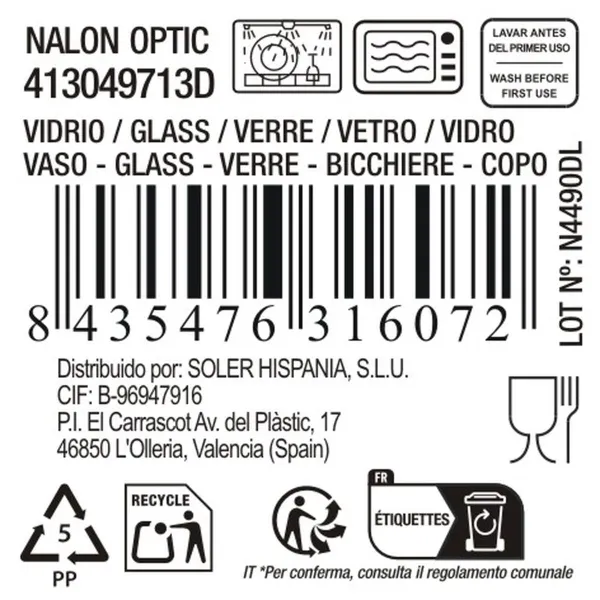 Stiklas La Mediterránea Nalon optic Skaidrus stiklas 360 ml (48 vnt.)